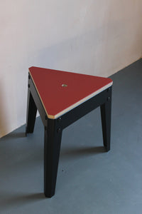 Jesse 3 Leg Stool with Red Salsa Forbo lino top and black steel frame