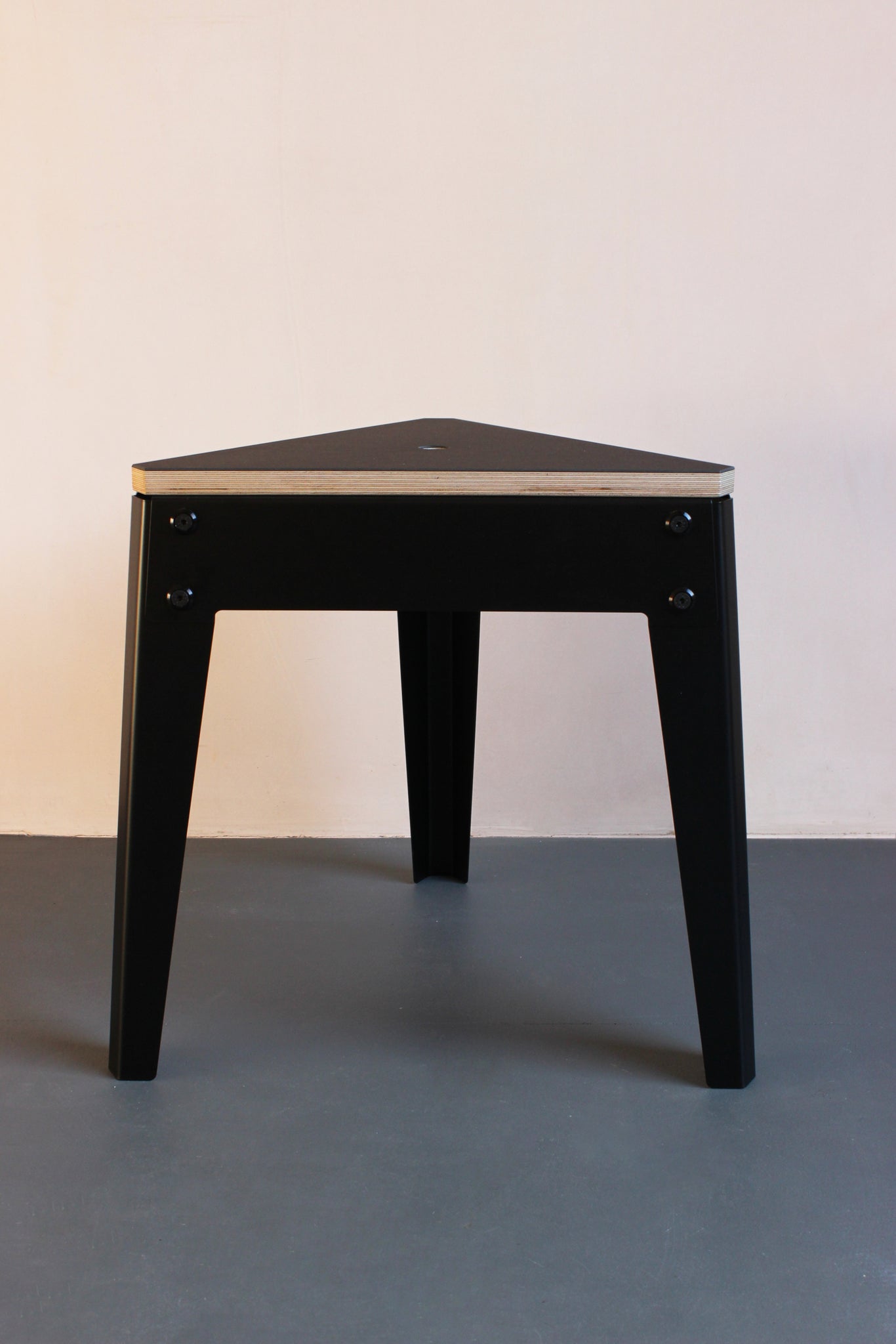 Jesse 3 Leg Stool with Forbo lino top and black steel frame
