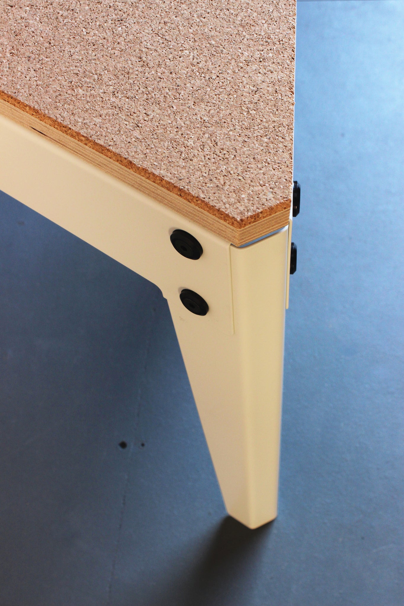 Jesse 3 Leg Stool with Cork Top and white steel frame
