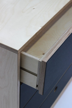 Francis Chest of Drawers in Plywoood and Linoleum Fronts