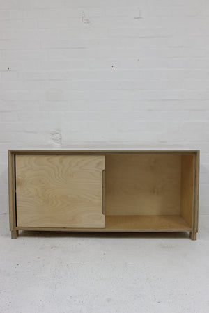 White Laminate & birch plywood cabinet