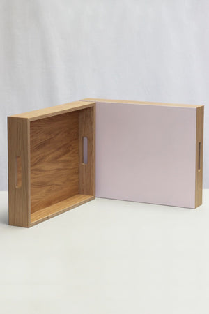 Powder Pink Forbo Lino and Oak Tray